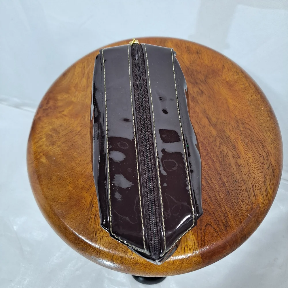 Estee Lauder Chocolate Brown Vinyl Makeup Bag